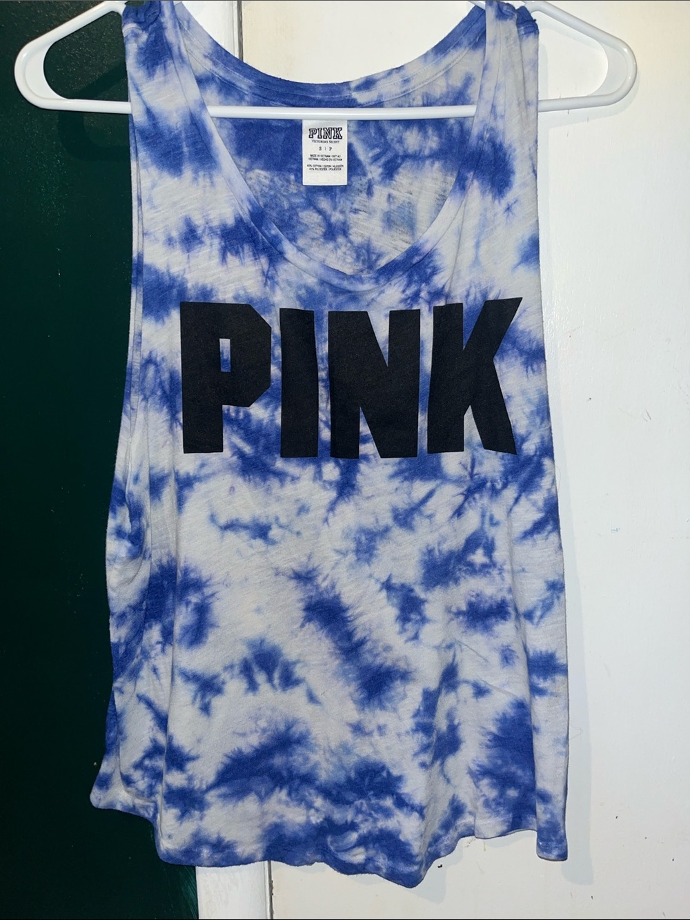 PINK Victoria's Secret Blue & White Tie-Dye Tee